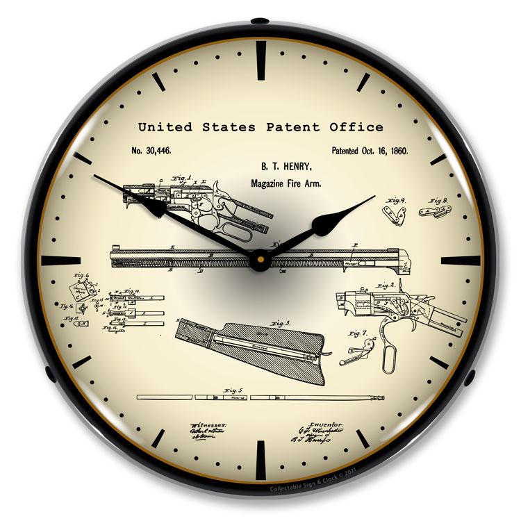 Collectable Sign and Clock - Winchester Repeating Rifle 1860