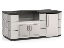 Fire Magic 6.5-Foot Contemporary Pre-Fab Island Bundle White Aspen Countertop