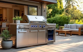 Fire Magic 6.5-Foot Reclaimed Wood Prefab Outdoor Kitchen Island Bundle