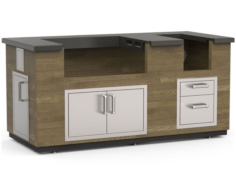 Fire Magic 6.5-Foot Reclaimed Wood Prefab Outdoor Kitchen Island Bundle