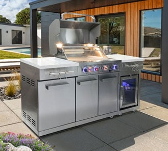 Fire Magic 6.5-Foot Reclaimed Wood Prefab Outdoor Kitchen Island Bundle