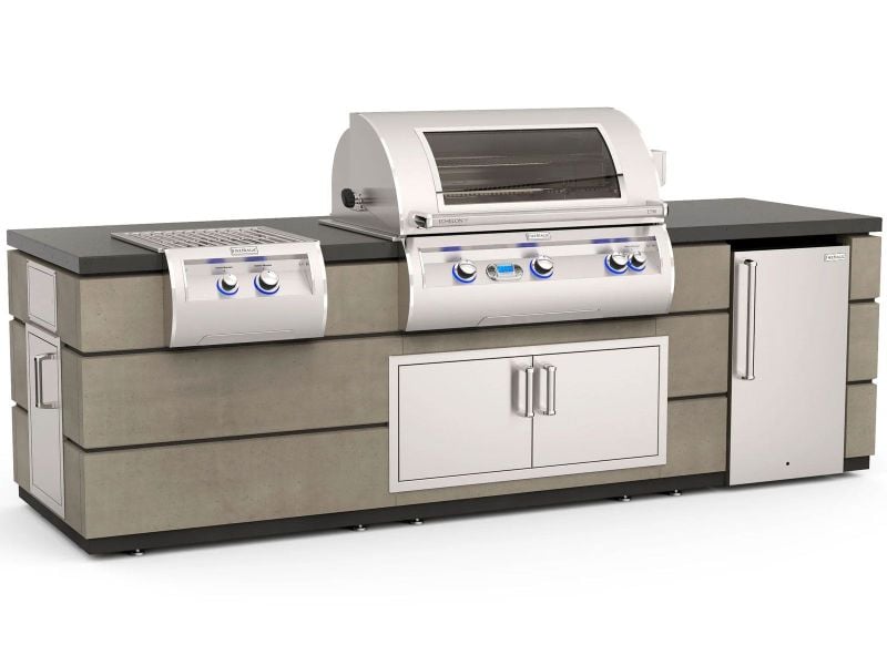 Fire Magic 9-Foot GFRC Pre-Fab Outdoor BBQ Island w/ Refrigerator