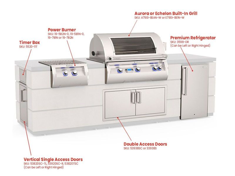 Fire Magic 9-Foot GFRC Pre-Fab Outdoor BBQ Island w/ Refrigerator