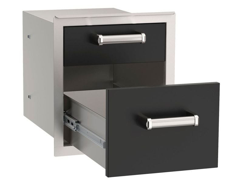 Fire Magic Echelon Flush 14-Inch Black Double Access Drawer