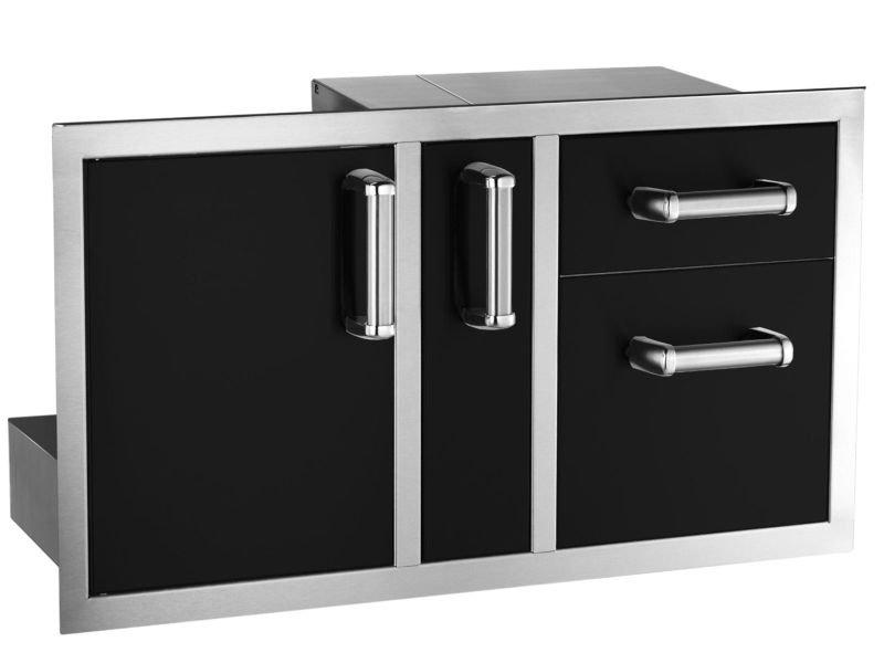 Fire Magic 36-Inch Black Flush Access Door with Soft-Close Drawers