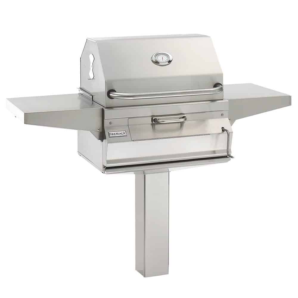 Fire Magic Legacy 24-Inch Charcoal Smoker Post-Mount Adjustable Grill