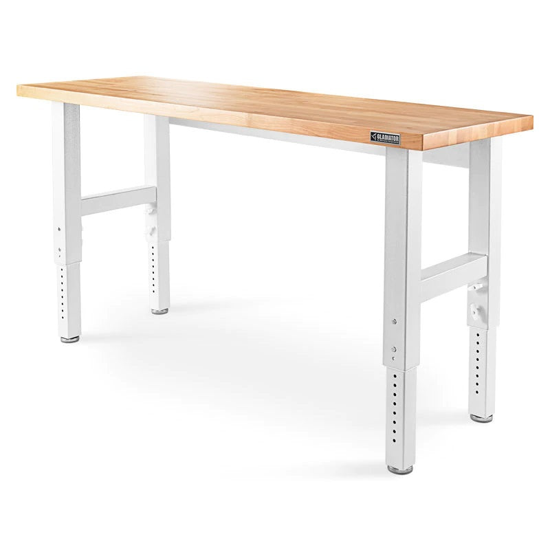 GLADIATOR PREMIER WHITE 6 FT ADJUSTABLE HEIGHT HARDWOOD
