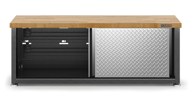 Gladiator Silver Ready to Assemble Storage Shoe Bench