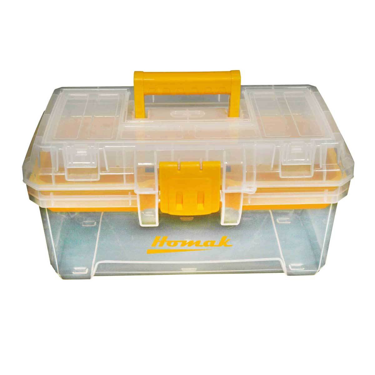Homak 15’’ Transparent Plastic Hand Carry Toolbox w/ tray
