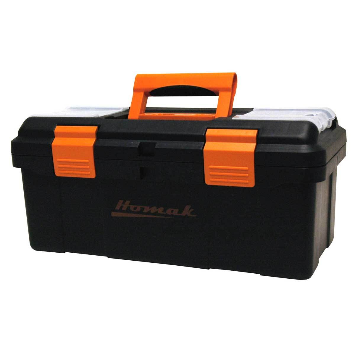 Homak 16’’ Plastic Toolbox w/ Tray & Dividers