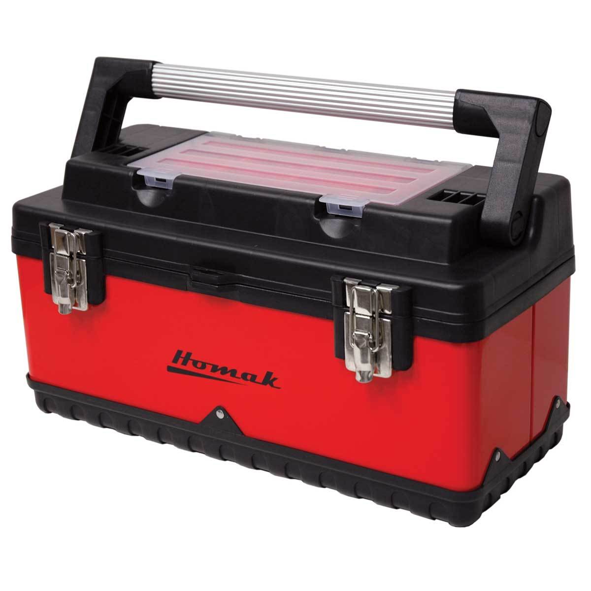 Homak 19’’ Red Metal/Black Plastic Hand Carry Toolbox w/