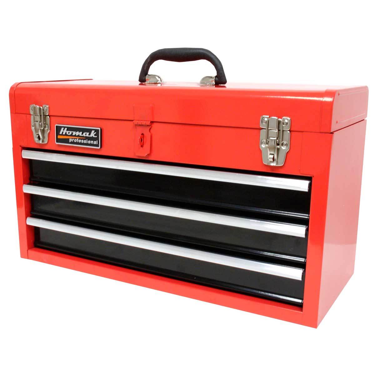 Homak 20’’ 3-Drawer Ball-Bearing Toolbox - Red