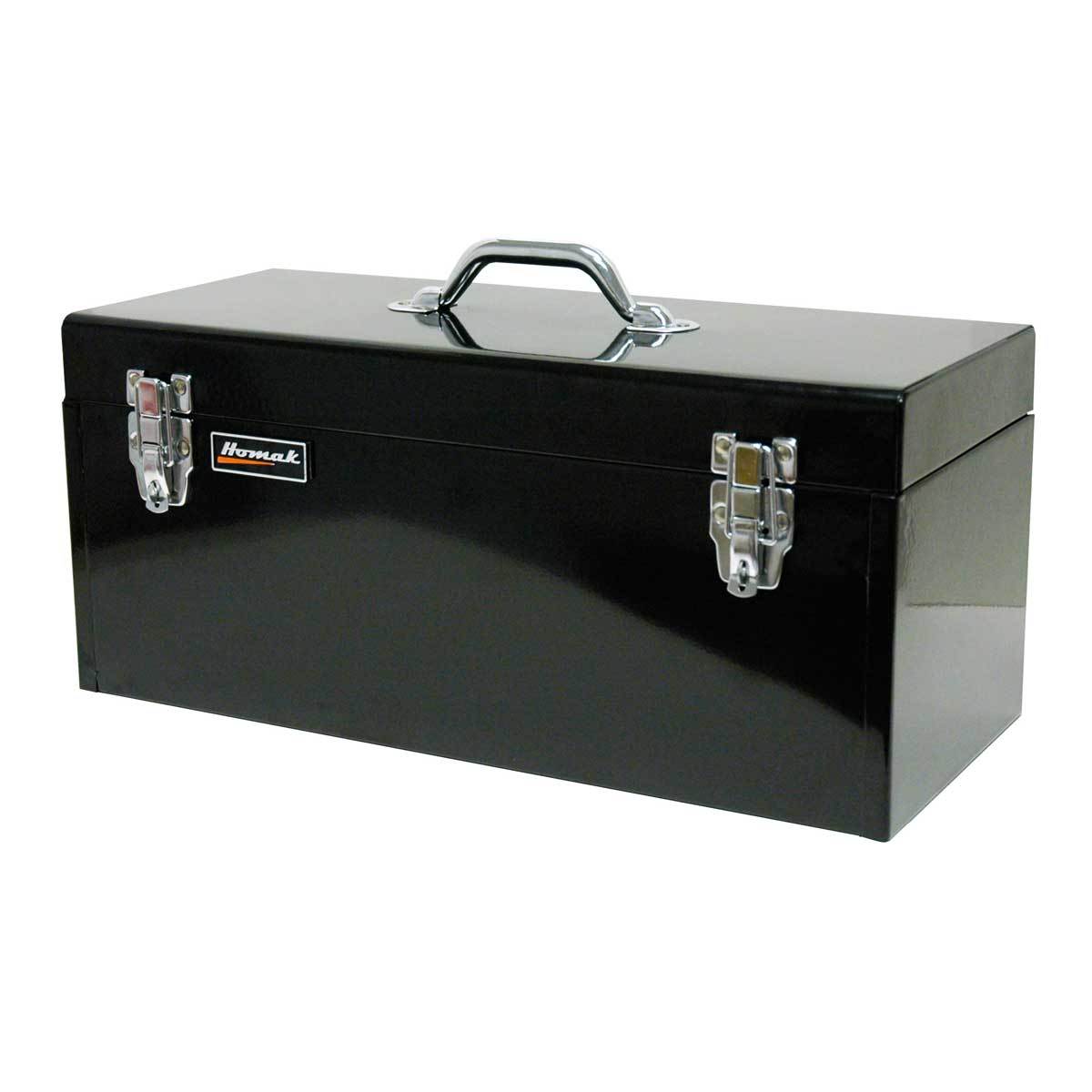 Homak 20’’ Flat Top Steel Hand Carry Toolbox - Black w/