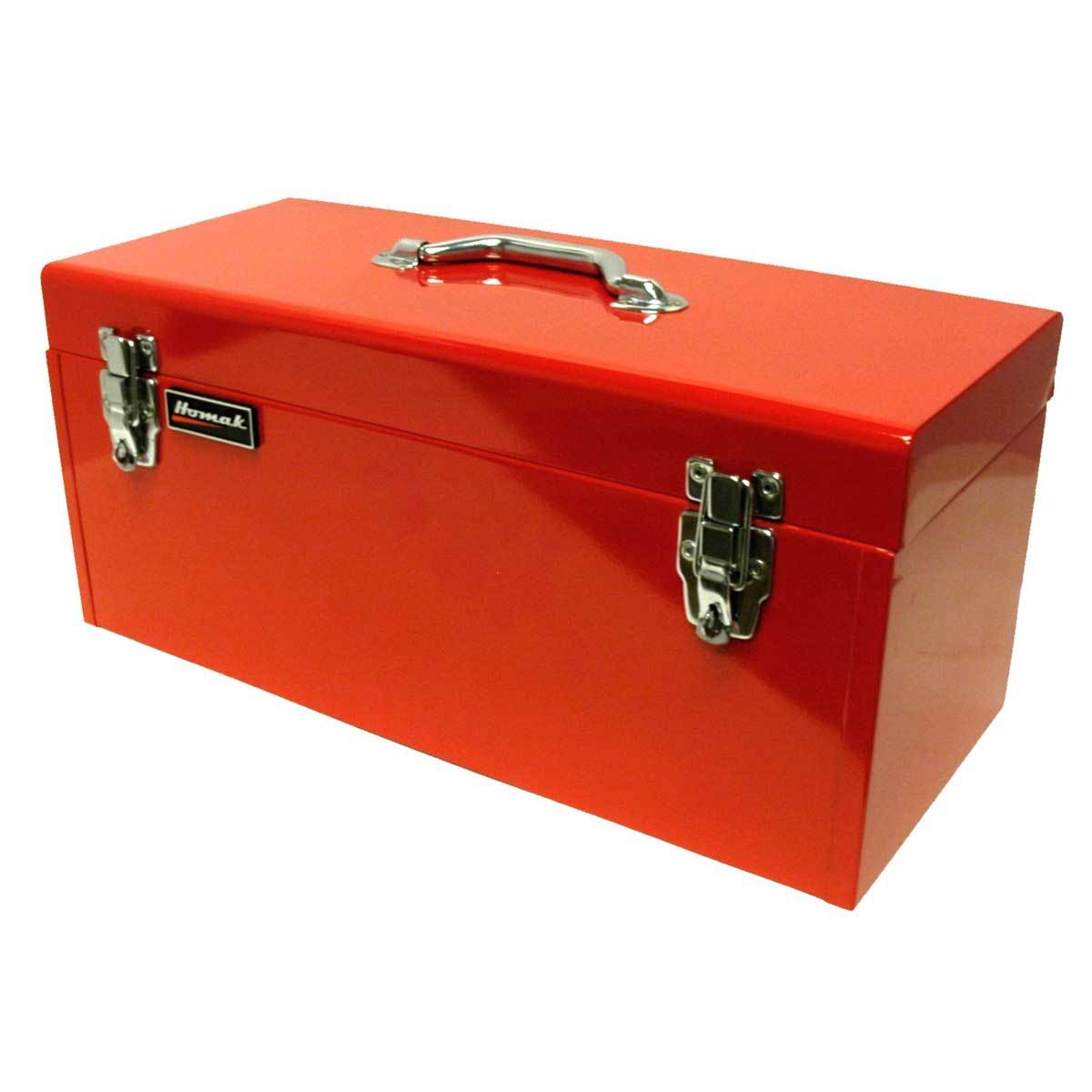 Homak 20’’ Flat Top Steel Hand Carry Toolbox - Red w/ Black