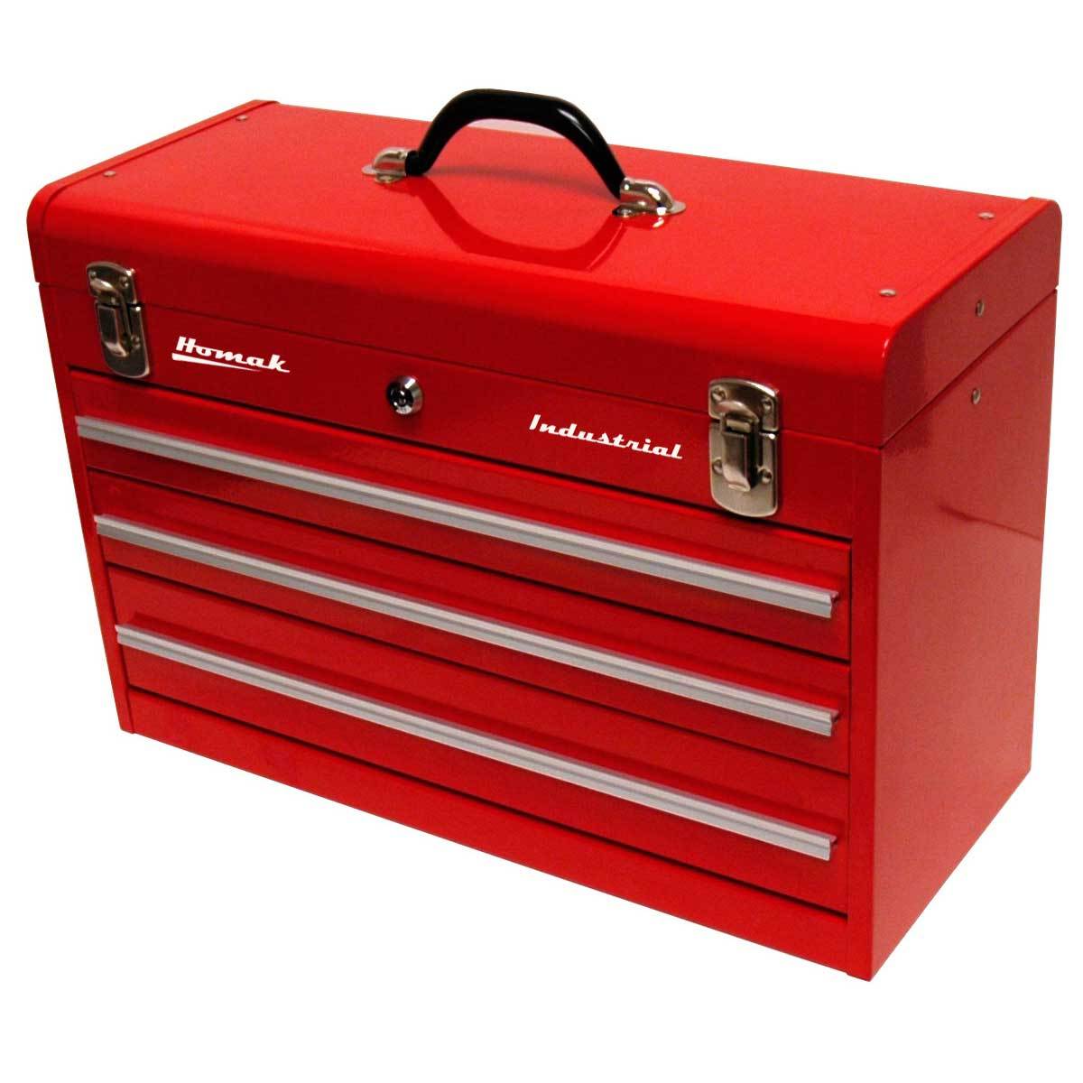 Homak 20’’ Industrial 3-Drawer Friction Toolbox - Red