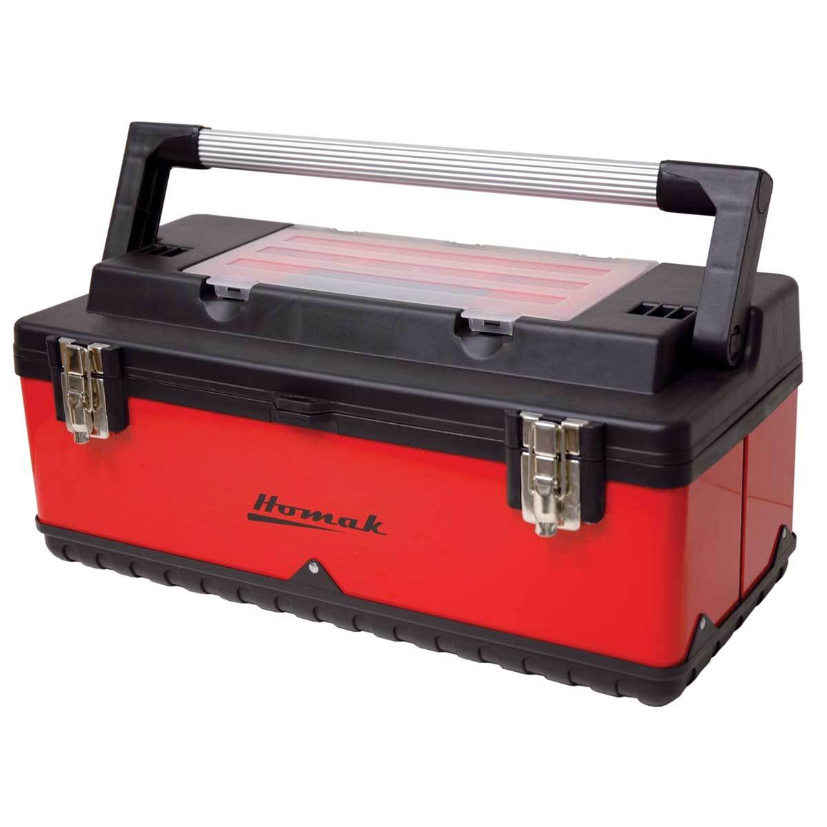 Homak 22’’ Red Metal/Black Plastic Hand Carry Toolbox w/