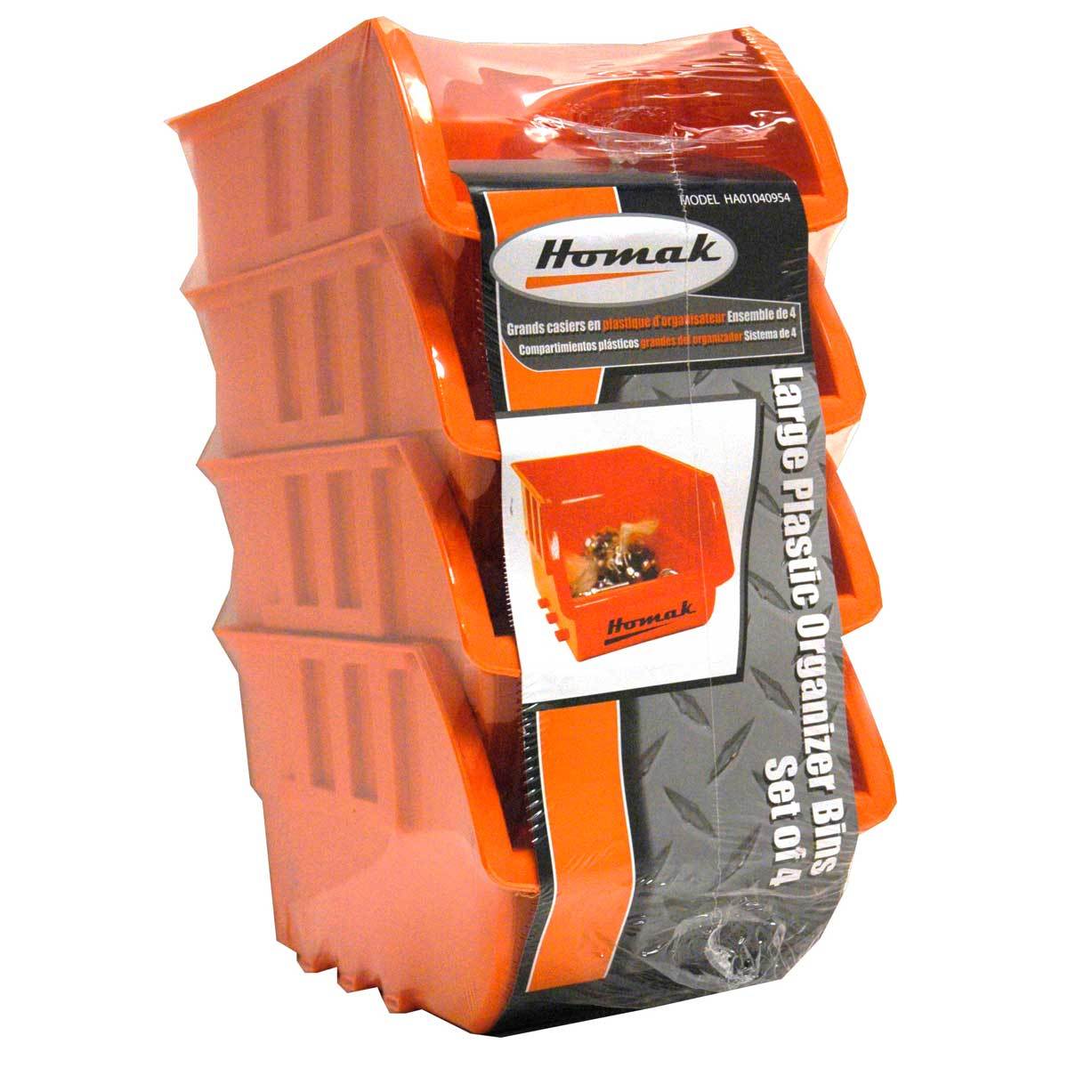 Homak Large Plastic Bins - Set of 4