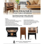 Humidor Supreme Balthazar II Glass Cabinet Humidor End Table Walnut