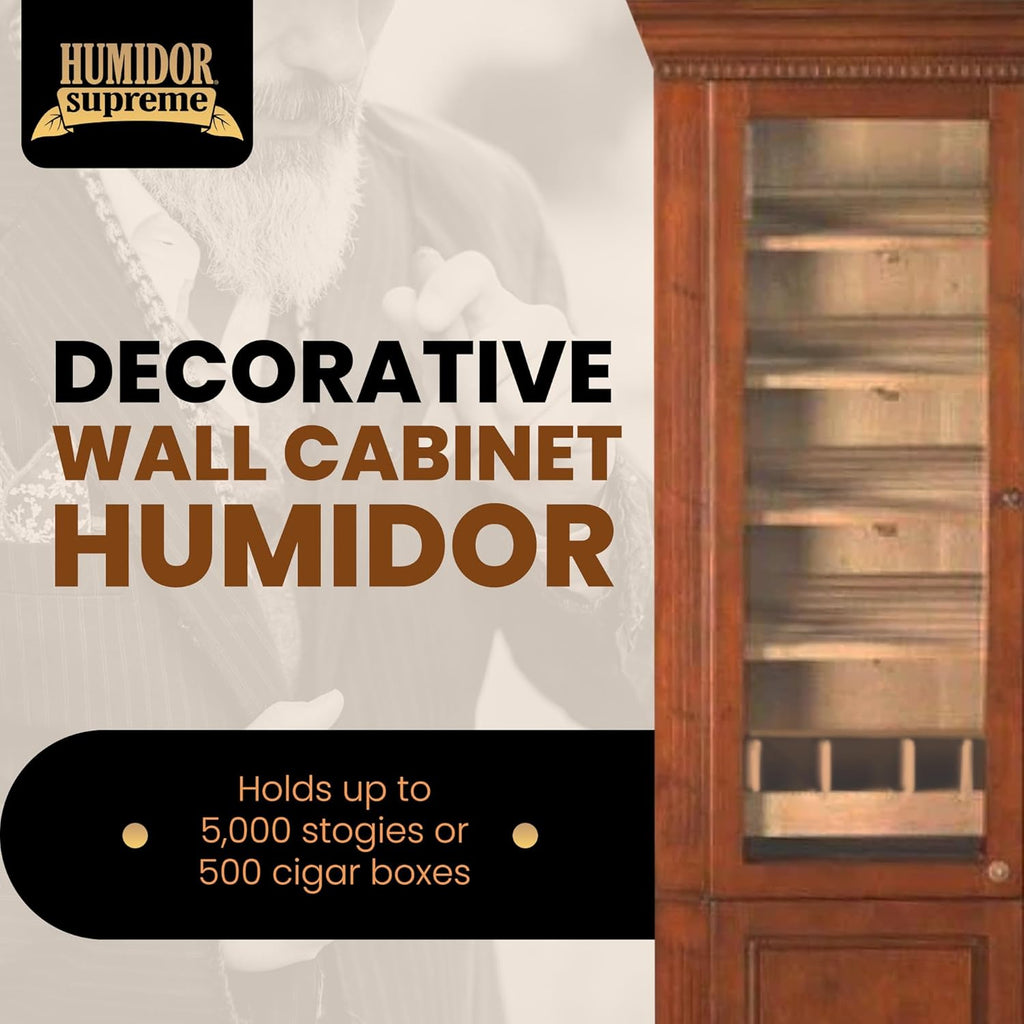 Humidor Supreme Commercial Humidor Cabinet Walnut Finish 5000 Cigar Capacity