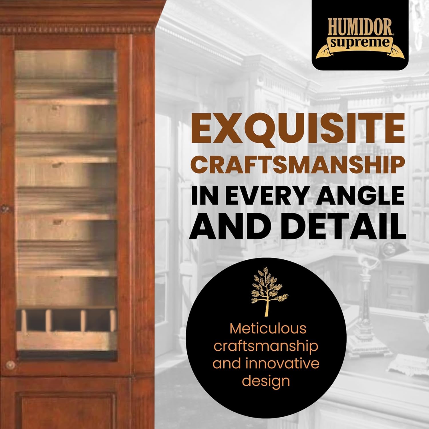Humidor Supreme Commercial Humidor Cabinet Walnut Finish 5000 Cigar Capacity