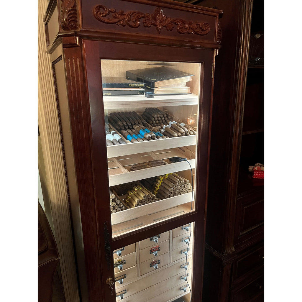 Humidor Supreme Olde English Dark Walnut Humidor Cabinet 3,500 Capacity