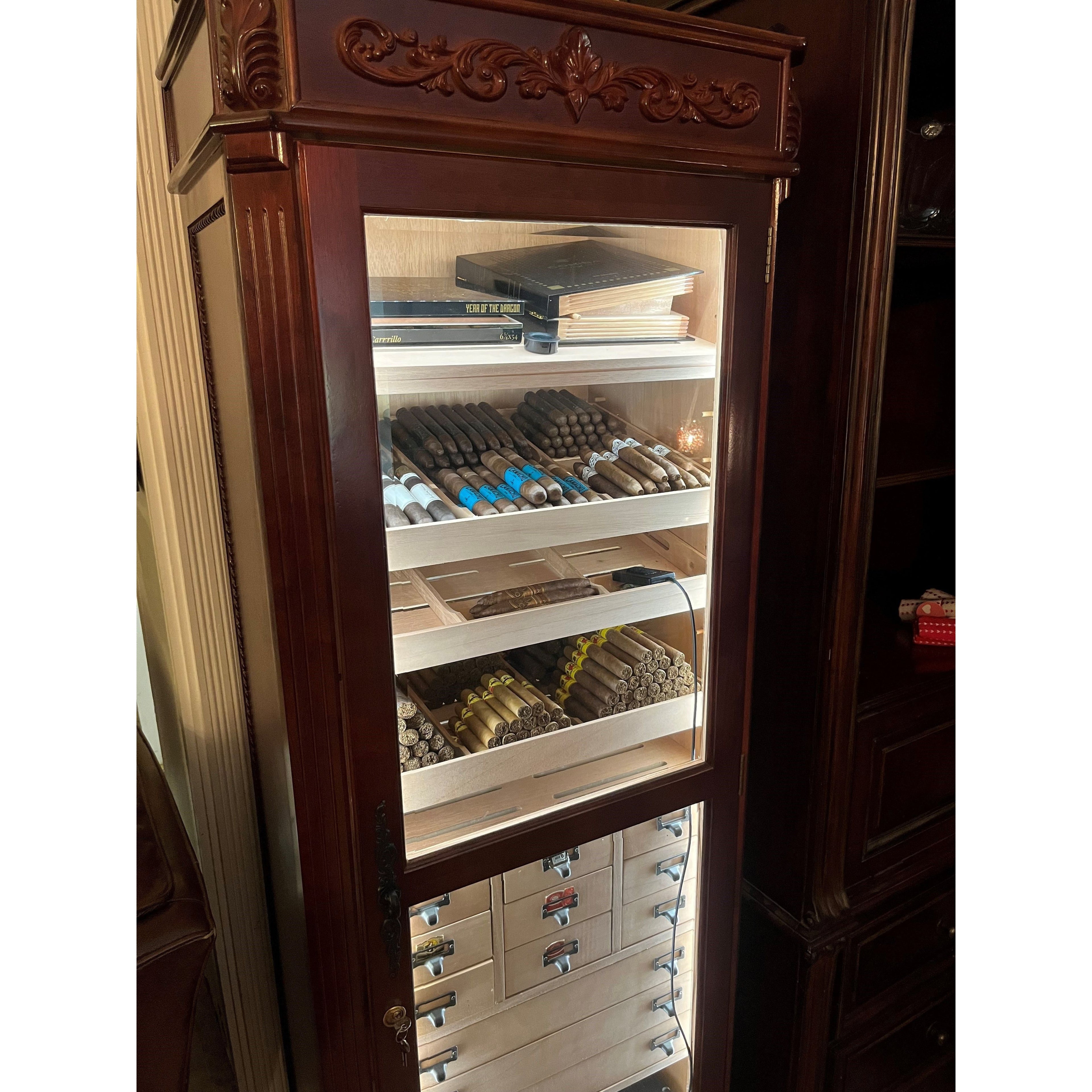 Humidor Supreme Olde English Dark Walnut Humidor Cabinet 3,500 Capacity