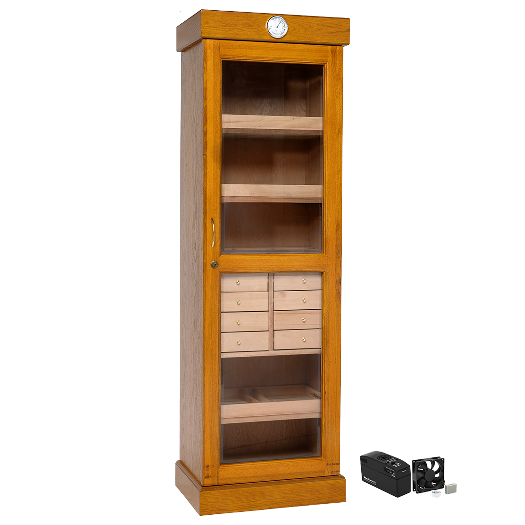 Humidor Supreme Oak Cigar Tower with Drawers Kit 3,000-capacity