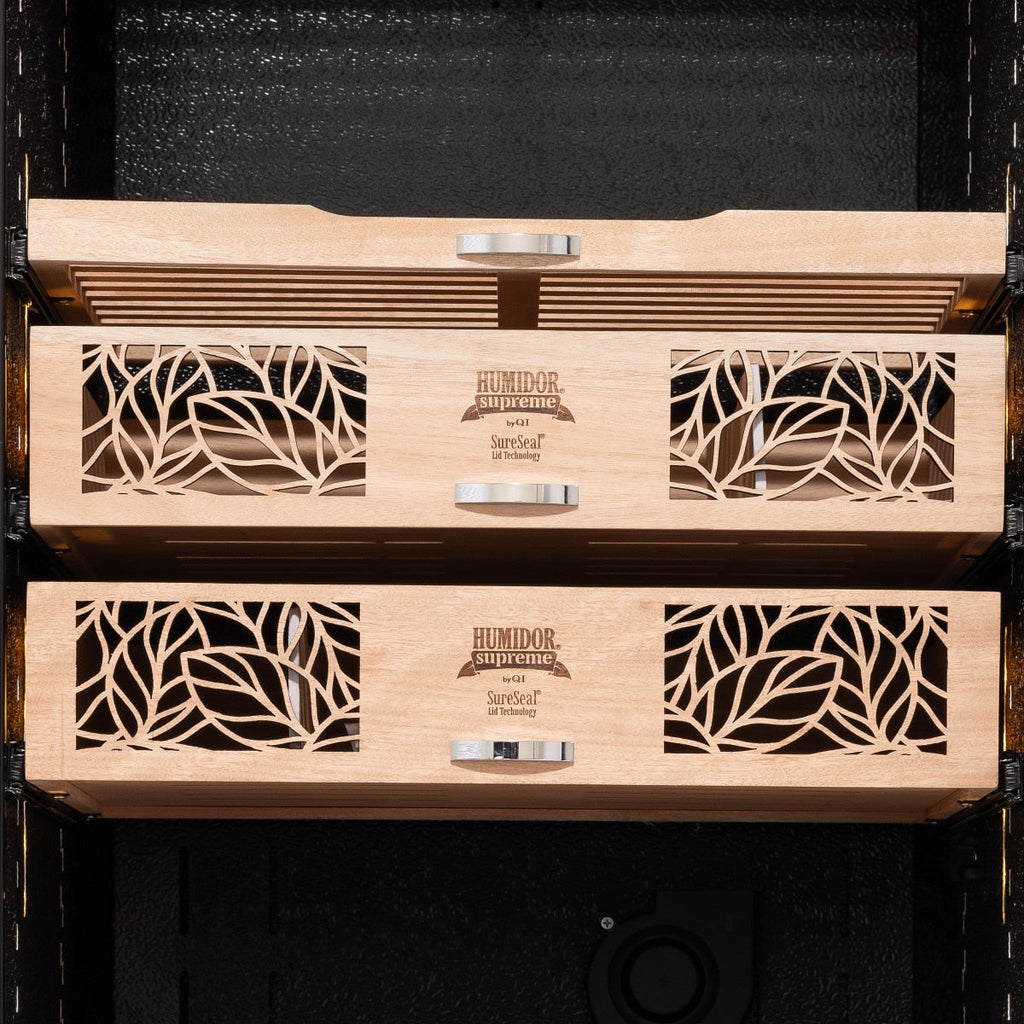 Humidor Supreme 9000 Series Electronic Humidor Black Cabinet for Cigars