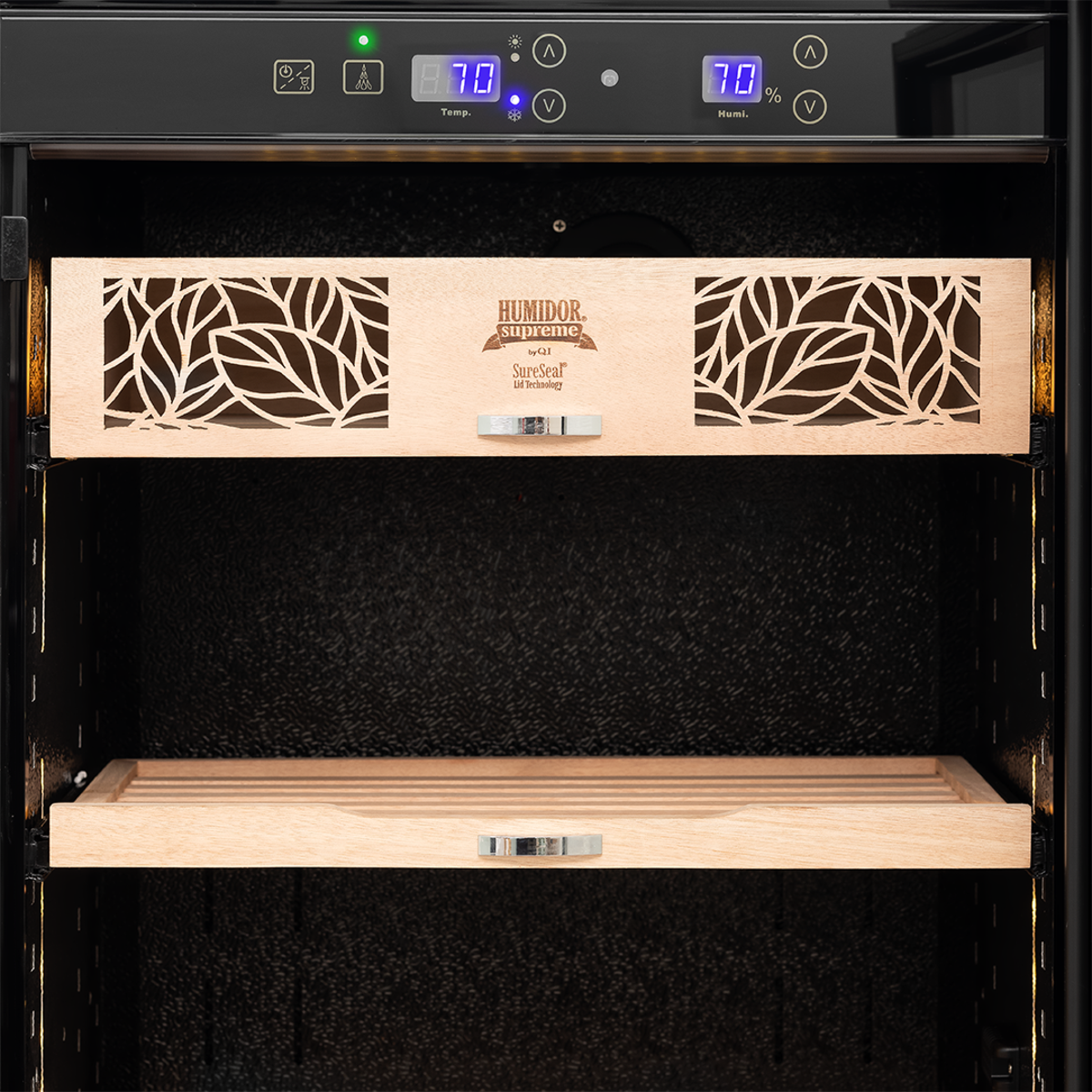 Humidor Supreme 9000 Series Electronic Humidor Black Cabinet for Cigars