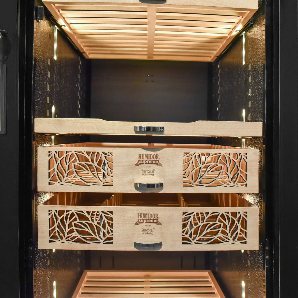 Humidor Supreme 9000 Series Electronic Humidor Black Cabinet for Cigars