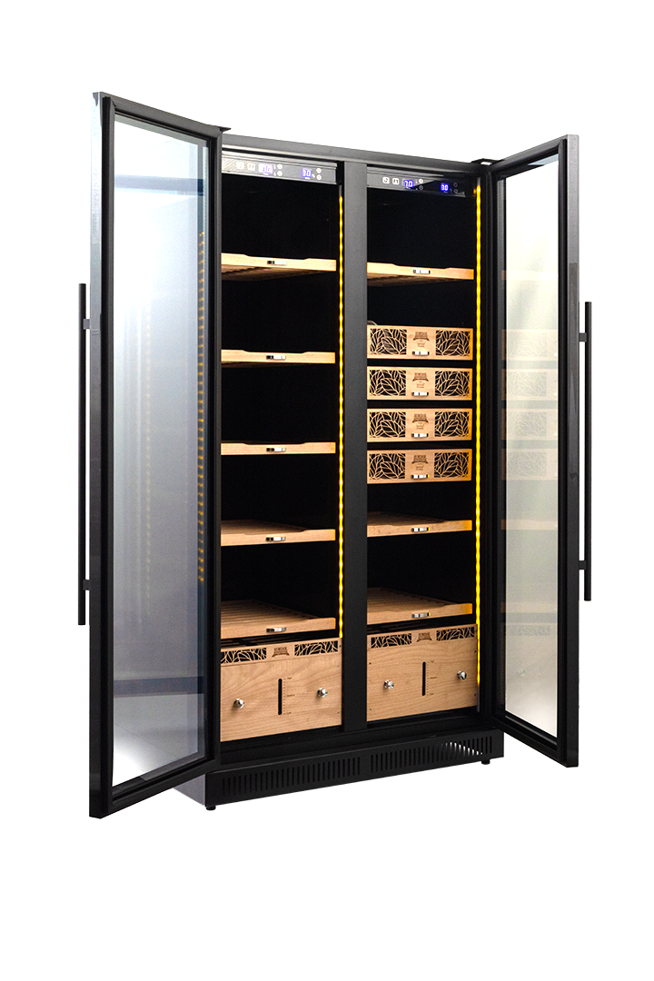 9200 Series Double-Door Electronic Humidor Cabinet Black Finish