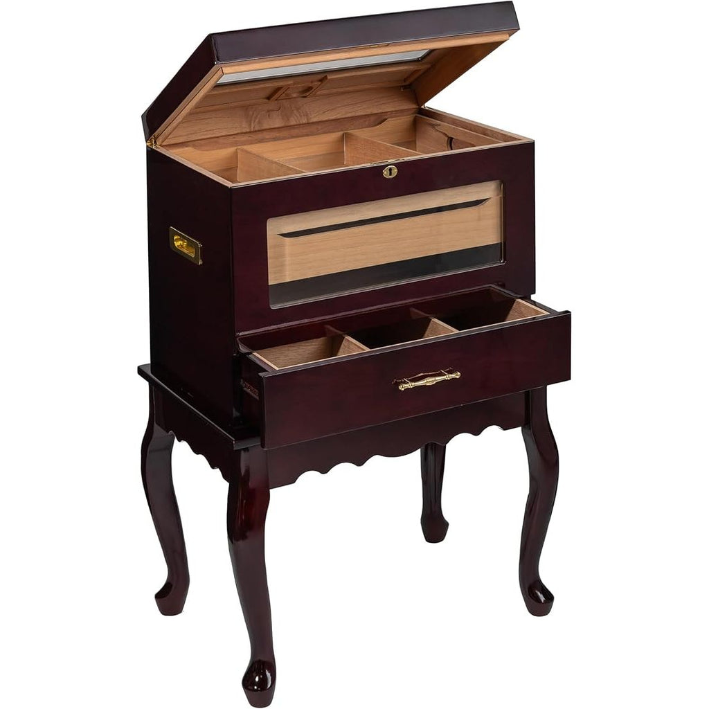 Humidor Supreme Geneve Rosewood Burl End Table Humidor 500 Cigars
