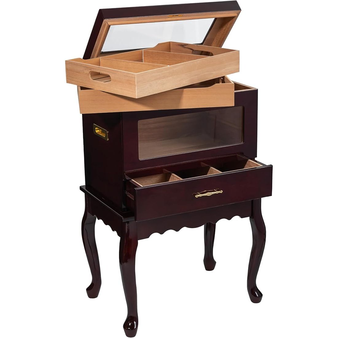 Humidor Supreme Geneve Rosewood Burl End Table Humidor 500 Cigars