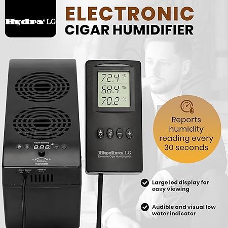 Humidor Supreme Hydra Large Black Electronic Cigar Humidifier Unit