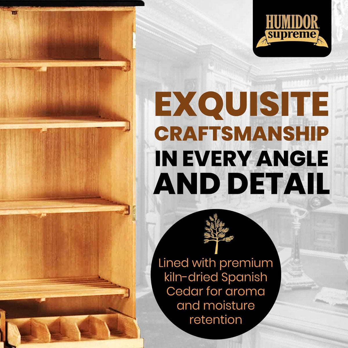 Humidor Supreme Mahogany Commercial Humidor Cabinet 4,000 Cigar Capacity