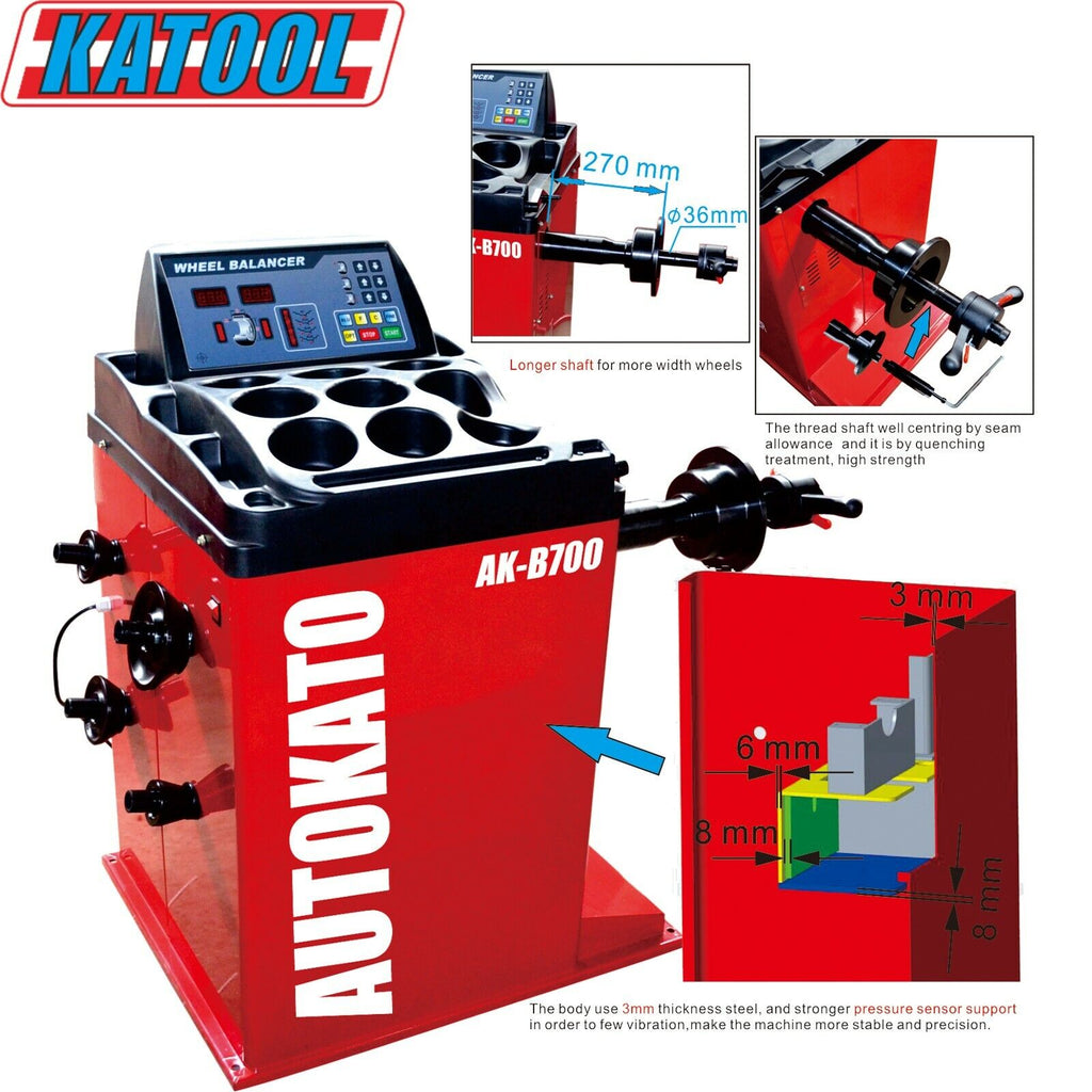 KATOOL KT-B700 Wheel Balancer 120V Heavy-Duty 180RPM Precision Machine