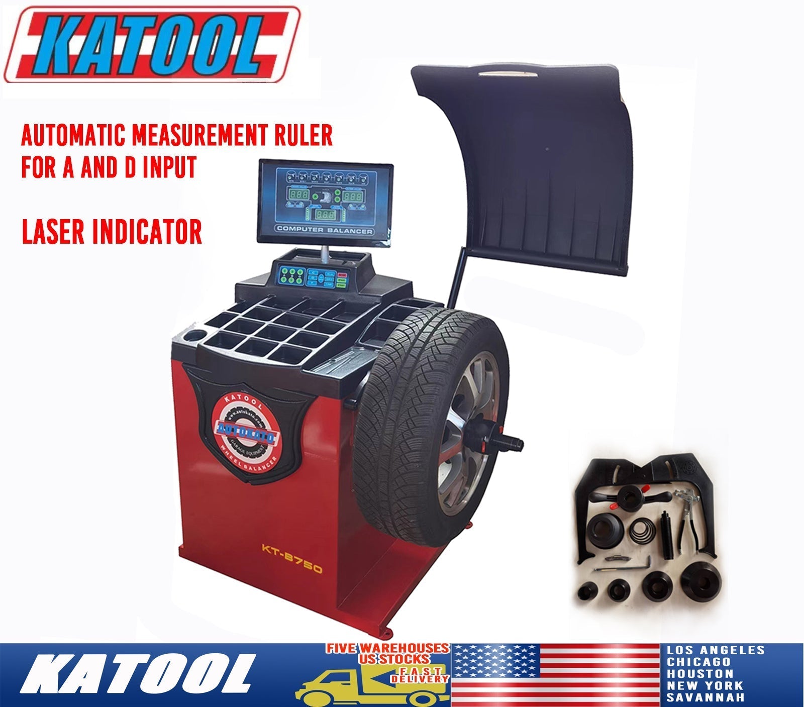KT-B750 Katool Wheel Balancer with Auto Measurement 180rpm 110V