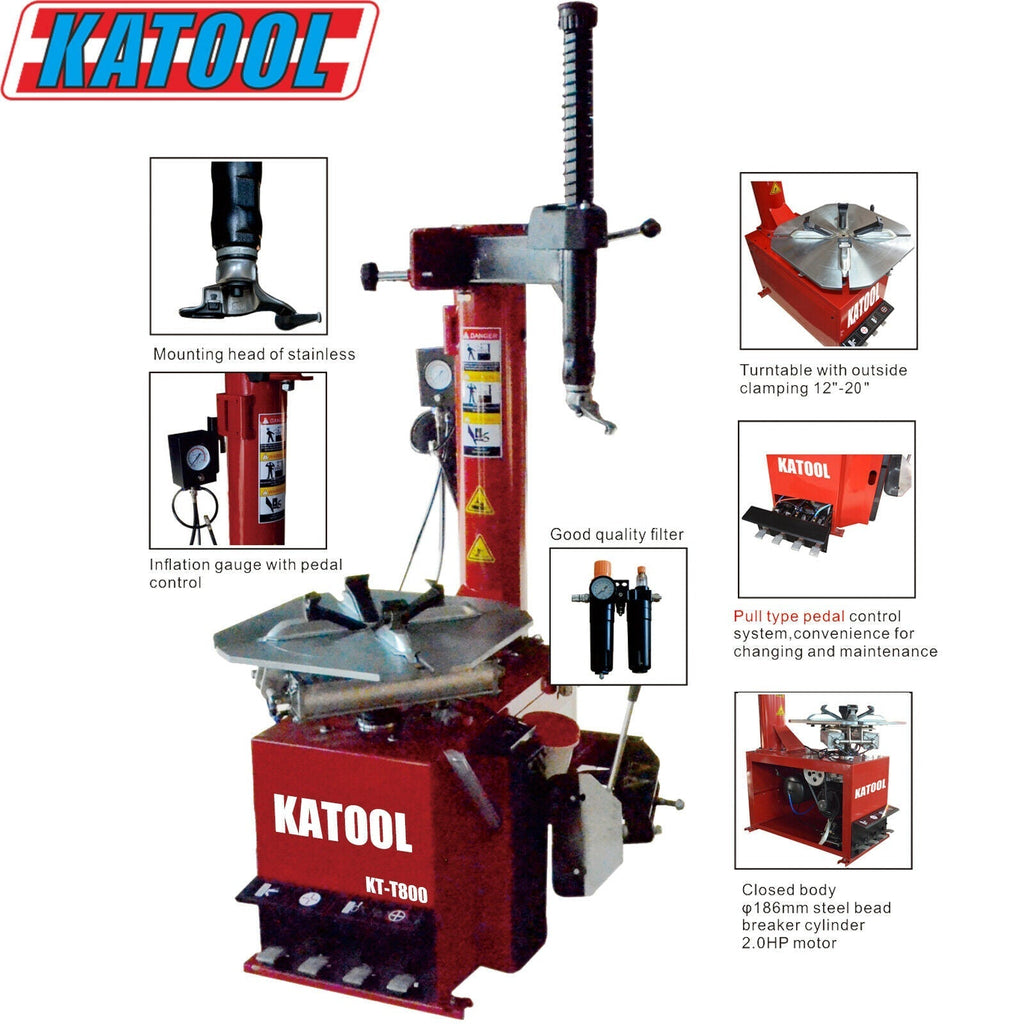 KATOOL KT-T800 Wheel-Clamp Tire Changer 2.0HP Motor Heavy-Duty