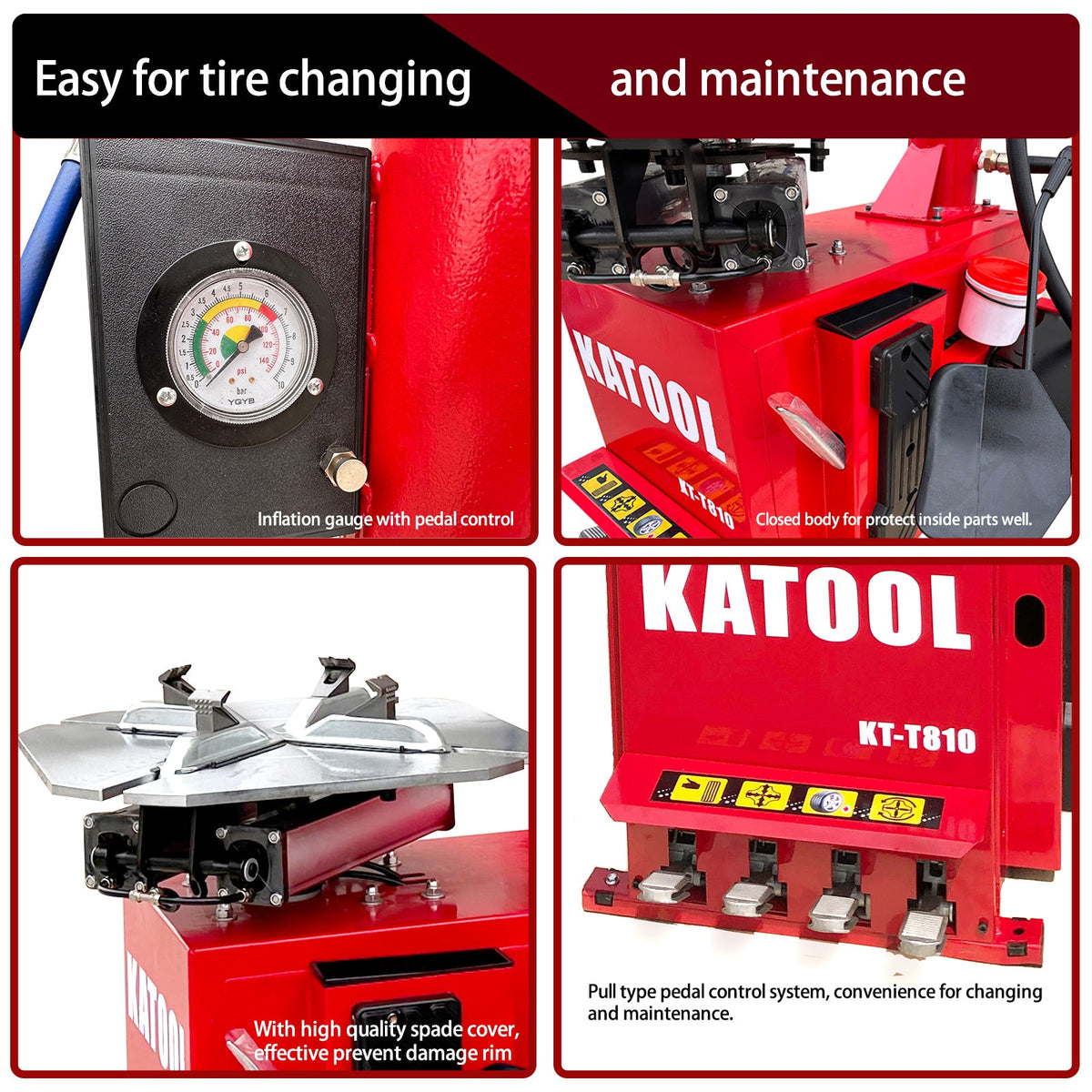 Katool KT-T810 Heavy-Duty Wheel Clamp Tire Changer Machine 2.0HP