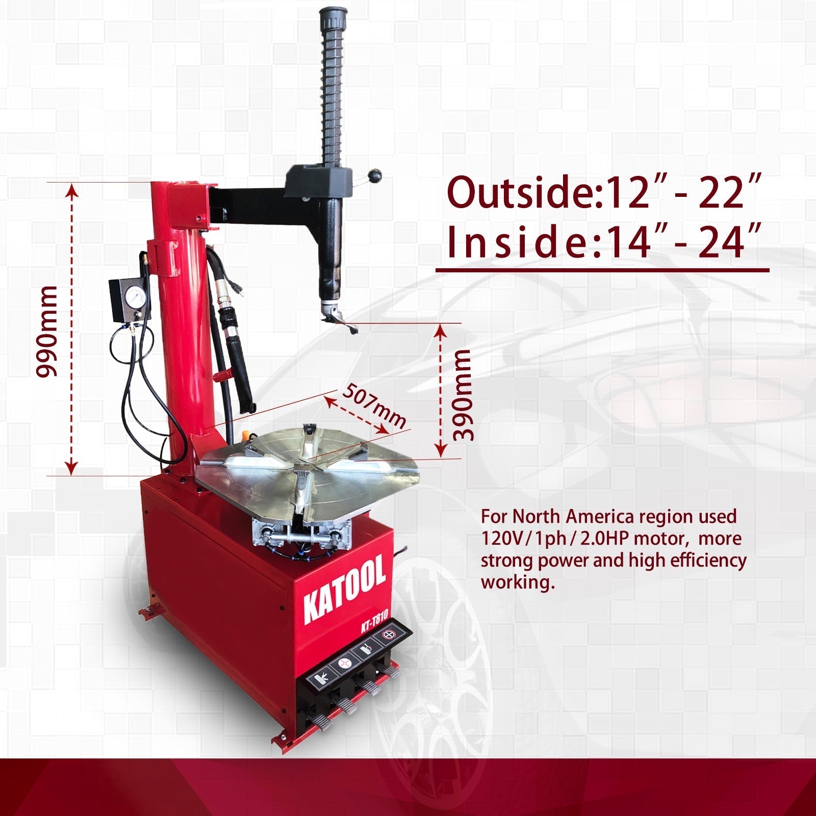 Katool KT-T810 Heavy-Duty Wheel Clamp Tire Changer Machine 2.0HP