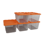 Lockable Storage Bin - 27 Gallon - Set of 5 - Crystal Clear