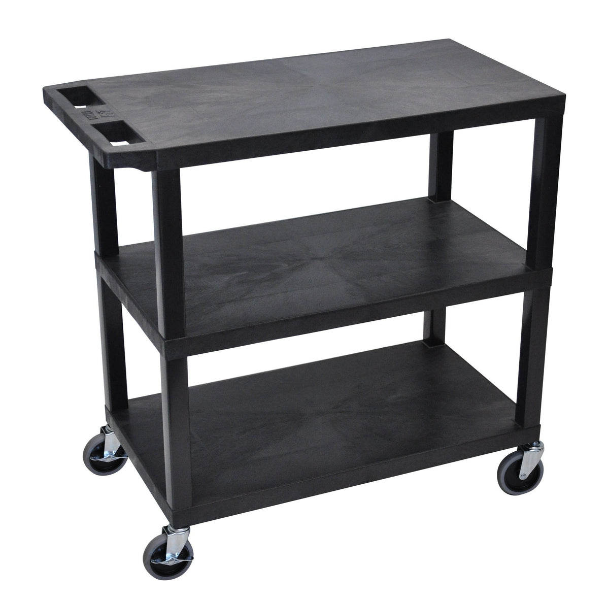Luxor 3 Flat Shelves Black Presentation Station W/Even Legs