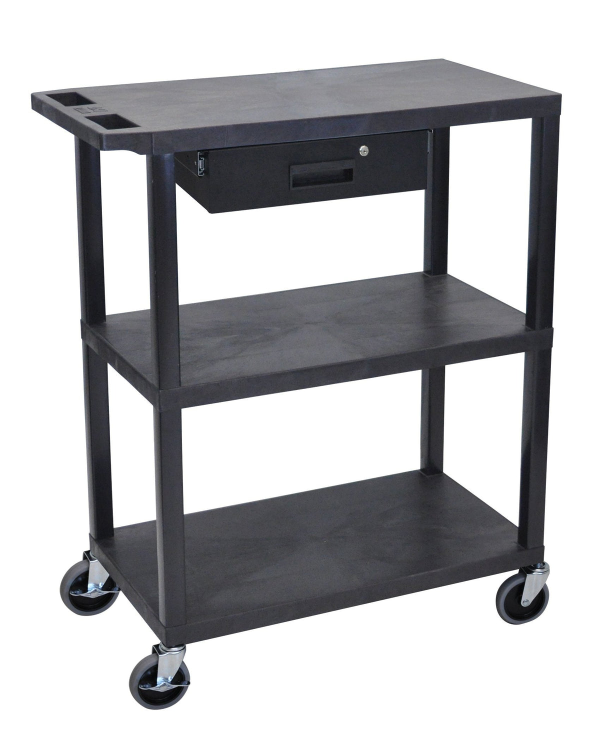 Luxor 3 Flat Shelves & Drawer Black Presentation Station