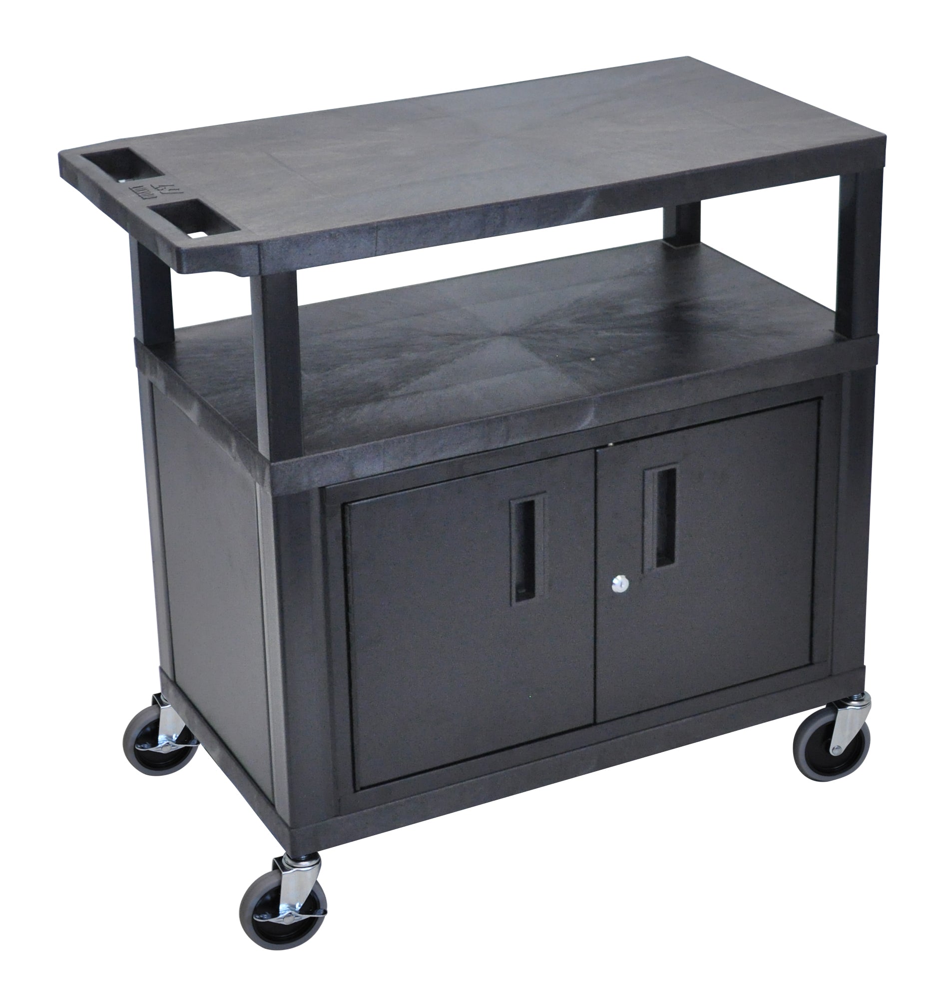 Luxor 3 Flat Shelves W/ Cabinet Black Presentation Station