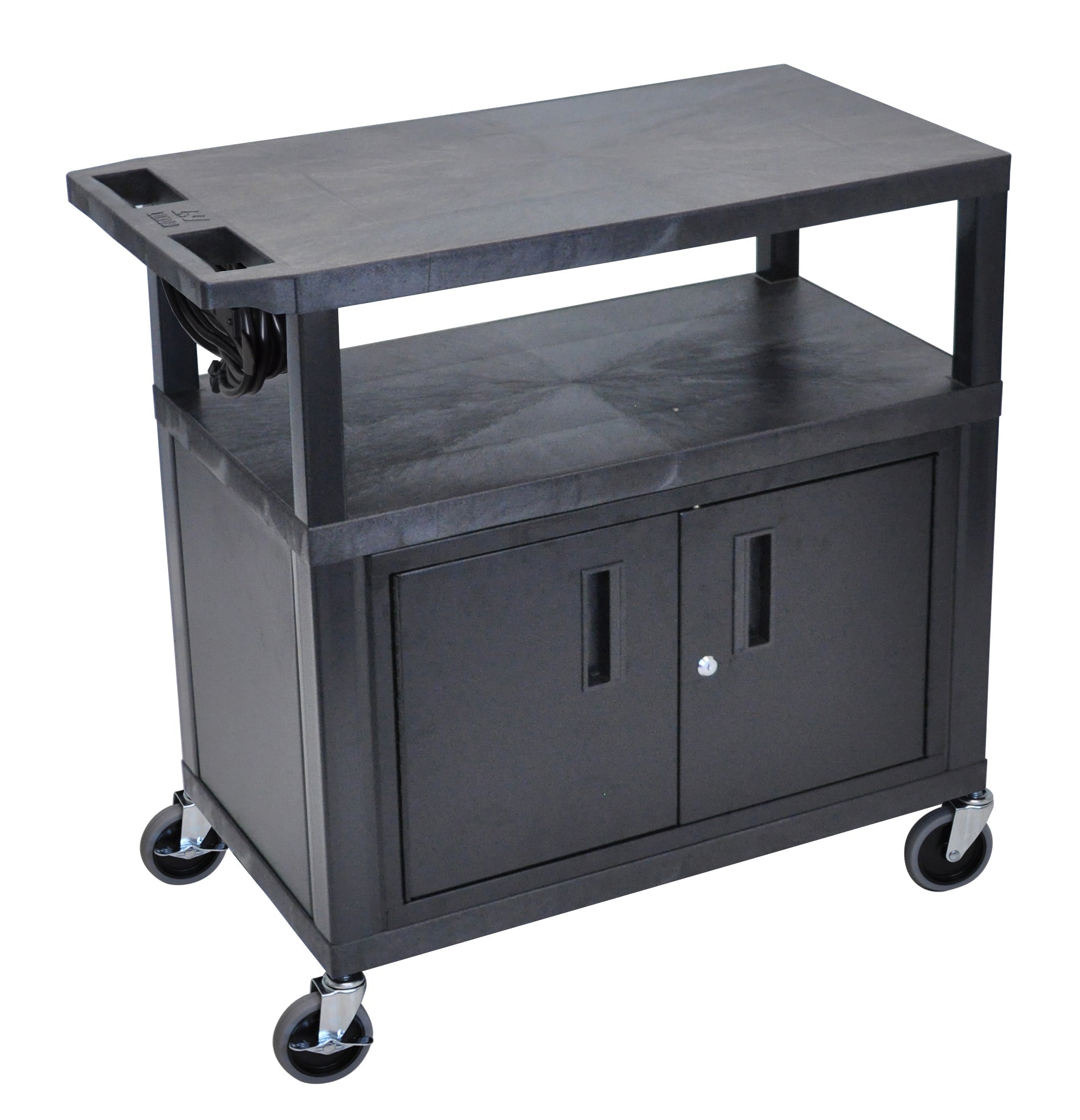 Luxor 3 Flat Shelves W/ Cabinet & Electric Black