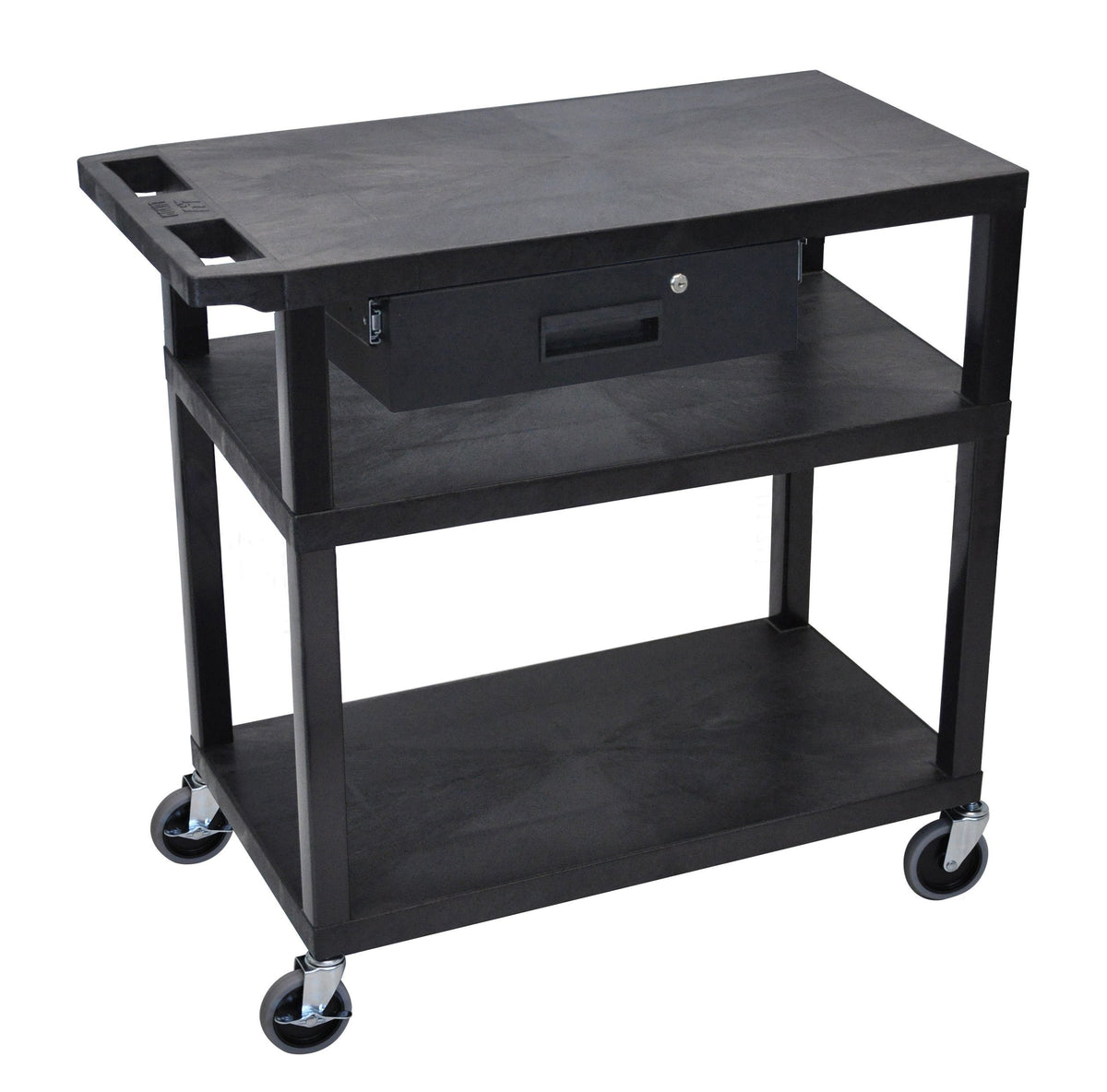 Luxor 3 Flat Shelves W / Drawer Black Presentation Station