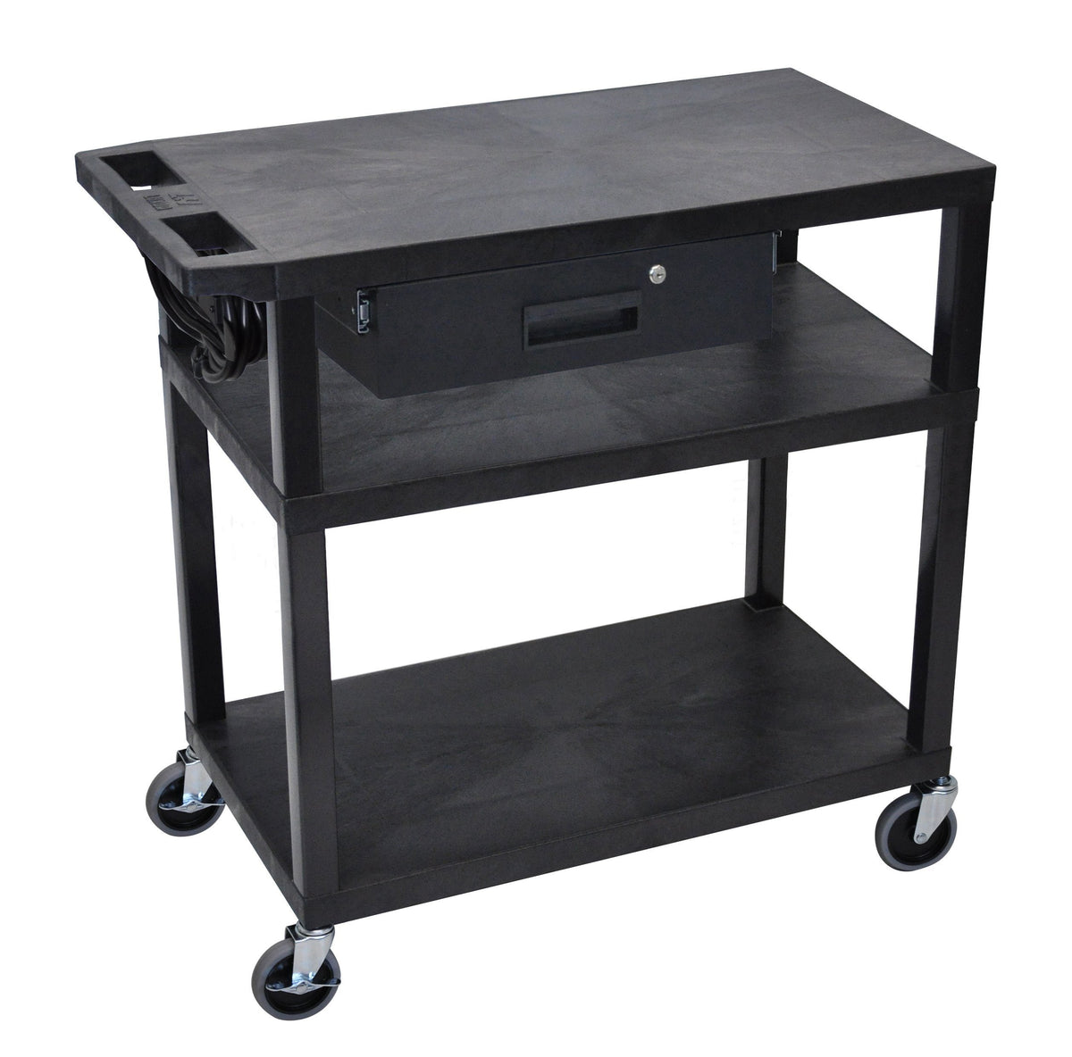 Luxor 3 Flat Shelves W / Drawer & Electric Black