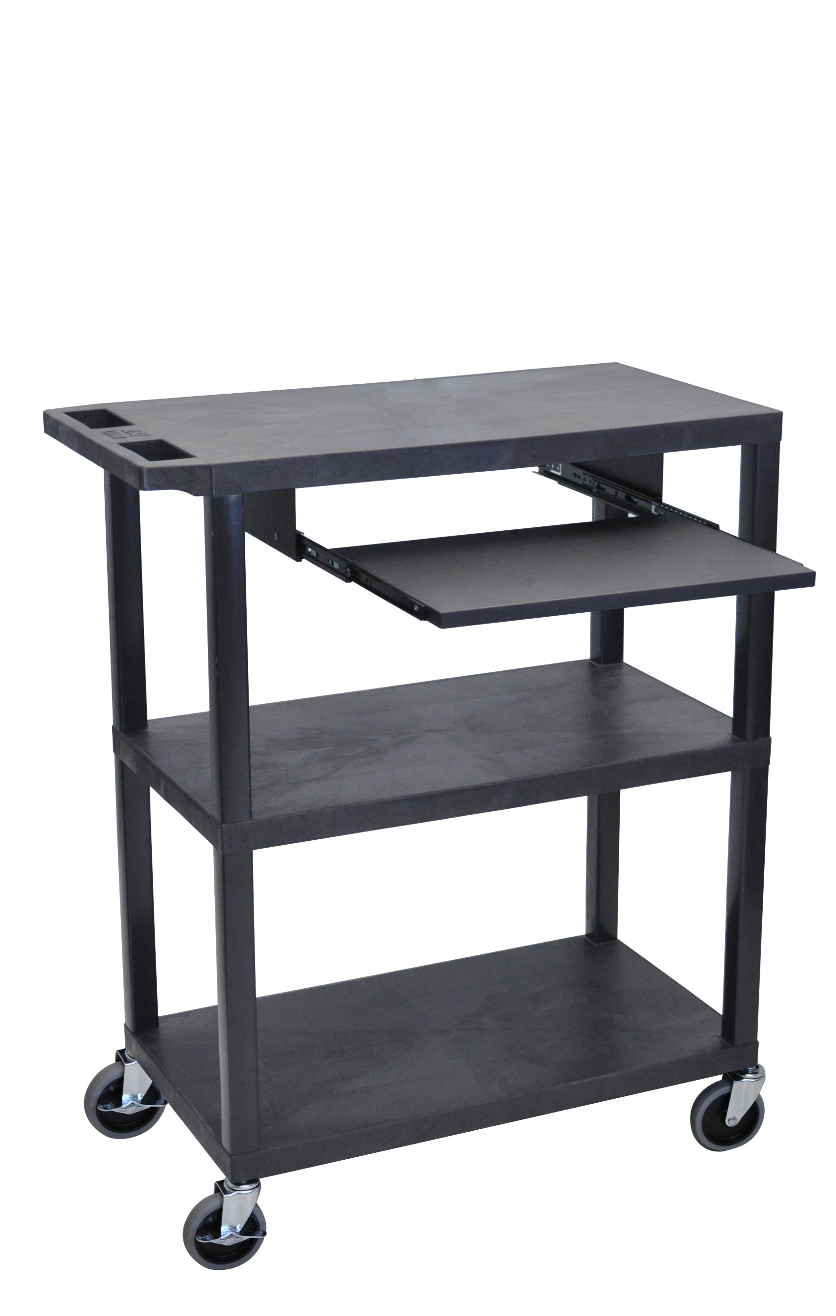 Luxor 3 Flat Shelves W/ Pullout Shelf Black Presentation