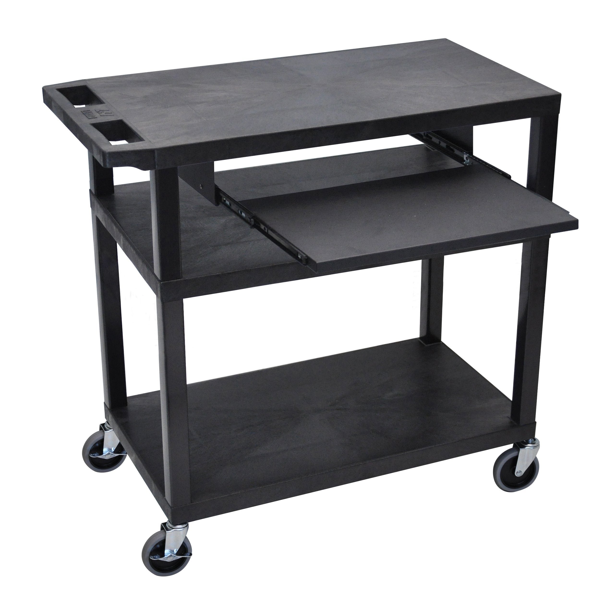 Luxor 3 Flat Shelves W/ Pullout Shelf Black Presentation