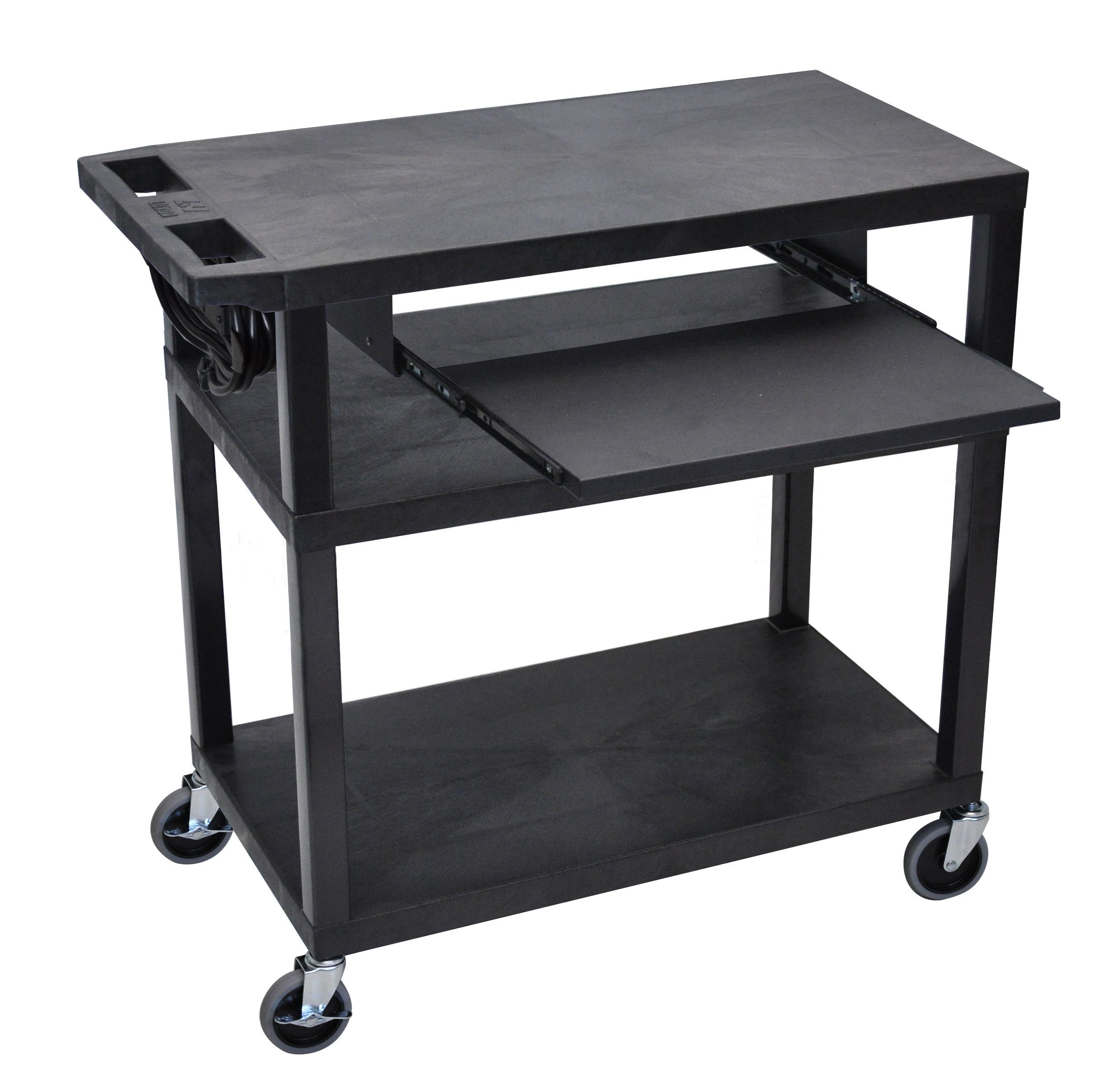 Luxor 3 Flat Shelves W/ Pullout Shelf & Electric Black